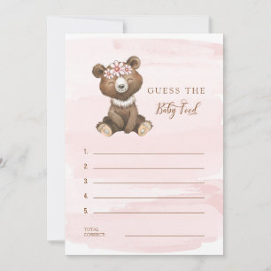 Cute Blush Baby Bear Shower Guess the Baby Food  Invitation