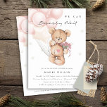 Cute Blush Bearly Wait Balloon Baby Shower Invite<br><div class="desc">For any further customisation or any other matching items,  please feel free to contact me at yellowfebstudio@gmail.com</div>