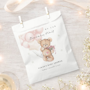 Cute Blush Bearly Wait Bear Balloon Baby Shower Favour Bags
