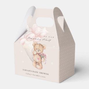 Cute Blush Bearly Wait Bear Balloon Baby Shower Favour Box