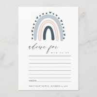 CUTE BLUSH BLUE HEART RAINBOW ADVICE BABY SHOWER