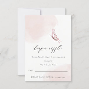 Cute Blush Butterfly Diaper Raffle Baby Shower Invitation