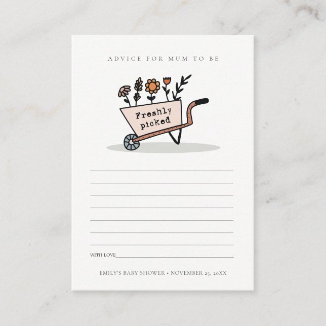 Cute Blush Floral Cart Advice for Mum Baby Shower Enclosure Card (Front)
