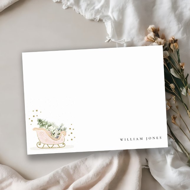 Cute Blush Gold Winter Sleigh Any Age Birthday Card (Creator Uploaded)