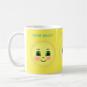 Cute blush happy face on yellow coffee mug