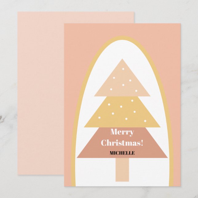 Cute Blush Holiday Tree  Card (Front/Back)