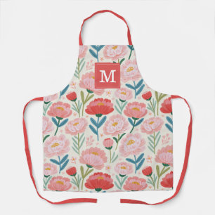 Cute Blush Peony Flowers Kitchen Apron