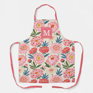 Cute Blush Peony Flowers Kitchen Apron