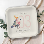 Cute Blush Pink Boho Birdie Any Age Birthday Paper Plate<br><div class="desc">If you need any further customisation please feel free to message me on yellowfebstudio@gmail.com.</div>