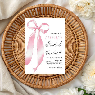 Cute Blush Pink bow Brunch Bridal Shower Invitation
