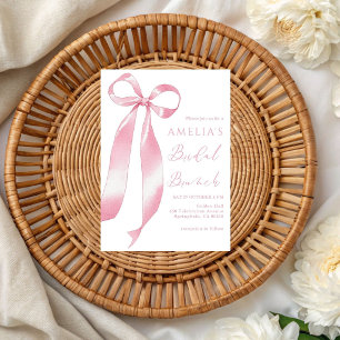 Cute Blush Pink bow Brunch Bridal Shower Invitation