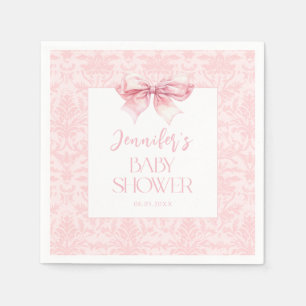Cute Blush Pink Bow Ribbon Sweet Baby Girl Shower Napkin