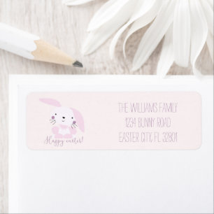 Cute Blush Pink Bunny - Personalised Easter Label