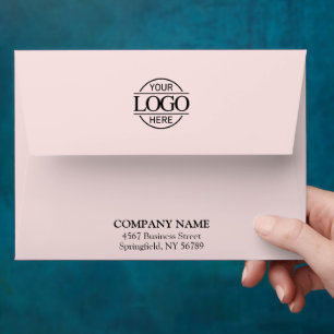 Cute Blush Pink Business Custom Logo Professional Envelope