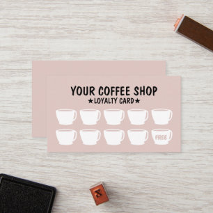 Cute Blush Pink Coffee Loyalty Cards