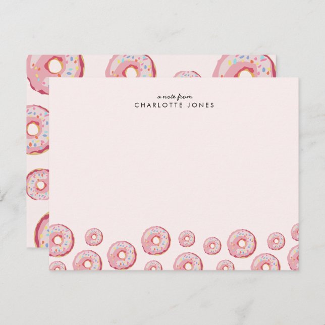Cute Blush Pink Doughnut Theme Kids Stationery  Card (Front/Back)