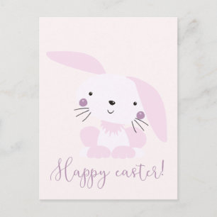Cute Blush Pink Easter Bunny Easter Postcard