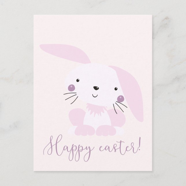 Cute Blush Pink Easter Bunny | Easter Postcard (Front)