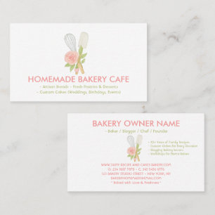 Cute Blush Pink Floral Cake Bakery Catering Business Card
