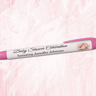 Cute Blush Pink Girl Baby Shower Favours Black Ink Pen