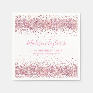 Cute Blush Pink Glitter Sparkle Confetti Birthday Napkin