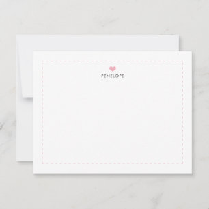 Cute Blush Pink Heart Name Border Card