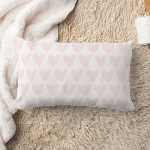 Cute Blush Pink Hearts Pattern Girls Nursery Lumbar Cushion