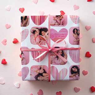 Cute Blush Pink Hearts & Photo Keepsake Wrapping Paper Sheet