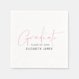 Cute Blush Pink Lettering Graduation Napkins