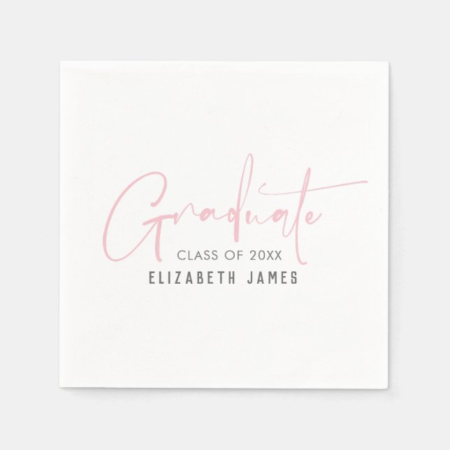 Cute Blush Pink Lettering Graduation Napkins (Front)