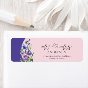 Cute Blush Pink Mr Mrs  Floral Wedding Address