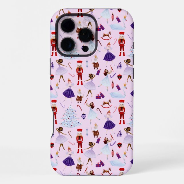 Cute Blush Pink Nutcracker Christmas Pattern iPhone Case (Back)