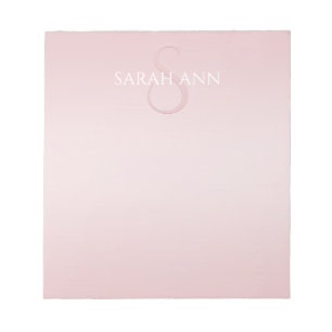 Cute Blush Pink Ombre Monogram & Name Notepad