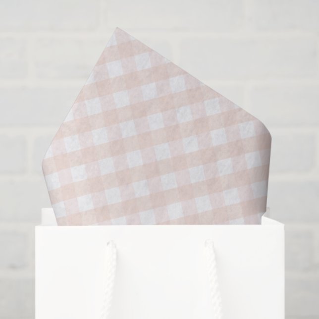 Cute Blush Pink & Pastel Orange Baby Gingham Tissue Paper (Gift Bag)