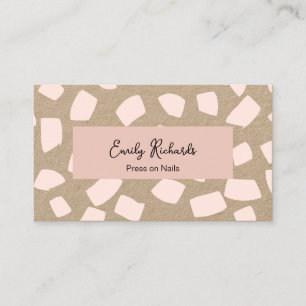 Cute Blush Pink Press on Nails Kraft Business Card