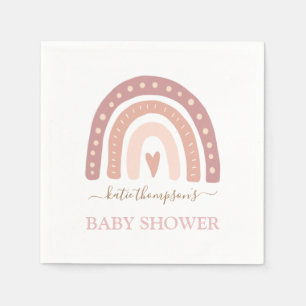Cute Blush Pink Rainbow Girl Baby Shower Napkin