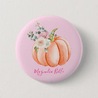 Cute Blush Pink Spring Floral Little Pumpkin Name