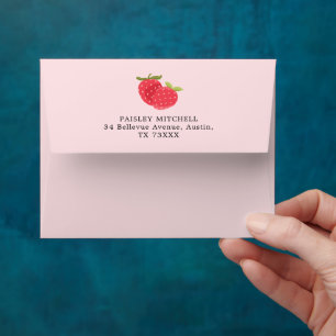Cute Blush Pink Strawberry Custom  Envelope