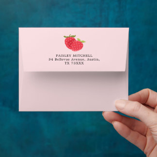 Cute Blush Pink Strawberry Custom Envelope