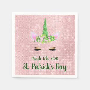 Cute Blush Pink Unicorn St. Patrick's Day Party Napkin