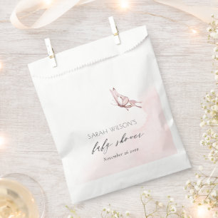 Cute Blush Pink Watercolor Butterfly Baby Shower Favour Bags