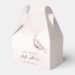 Cute Blush Pink Watercolor Butterfly Baby Shower Favour Box