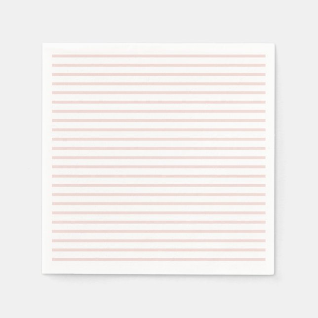 Cute blush pink white horizontal stripes modern napkin (Front)