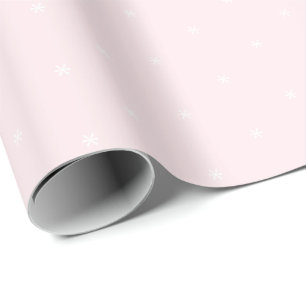 Cute blush pink white snowflakes winter Holidays Wrapping Paper