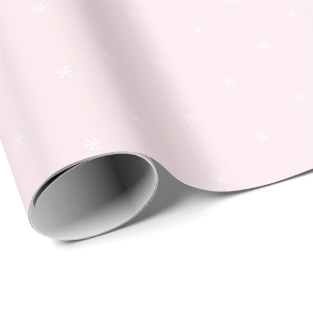 Cute blush pink white snowflakes winter Holidays Wrapping Paper (Roll Corner)