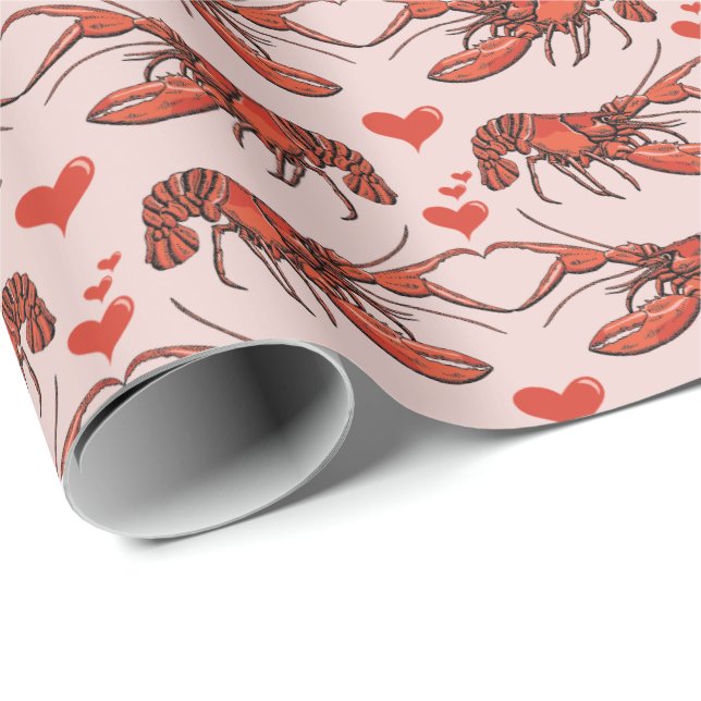 Cute Blush Pink You're My Lobster Red Lobster Wrapping Paper (Roll Corner)