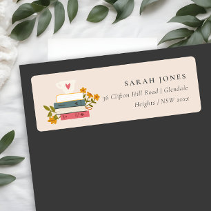 Cute Blush Stacked Storybooks Floral Address