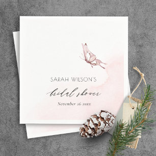 CUTE BLUSH WATERCOLOR BUTTERFLY BRIDAL SHOWER NAPKIN