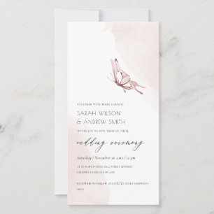 CUTE BLUSH WATERCOLOR BUTTERFLY WEDDING INVITE