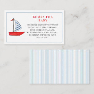 Cute Boat Baby Boy shower book request Enclosure Card